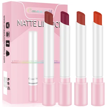

CmaaDU 4pcs Creative Cigarette Lipstick Lasting Waterproof Matte Velvet Fog Surface Sexy Red Nude Lipstick Cosmetics TSLM2