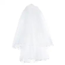 Романтическая двухслойная свадебная вуаль из тюля с жемчугом, украшенная бусинами, свадебный головной убор