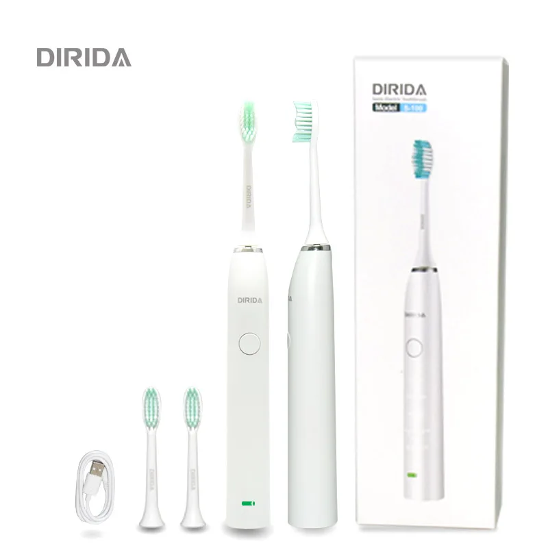 DIRIDA S-100 уход за полостью рта перезаряжаемая звуковая зубная щетка Водонепроницаемая электрическая зубная щетка Ультра звуковая Глубокая чистка зубов - Цвет: White