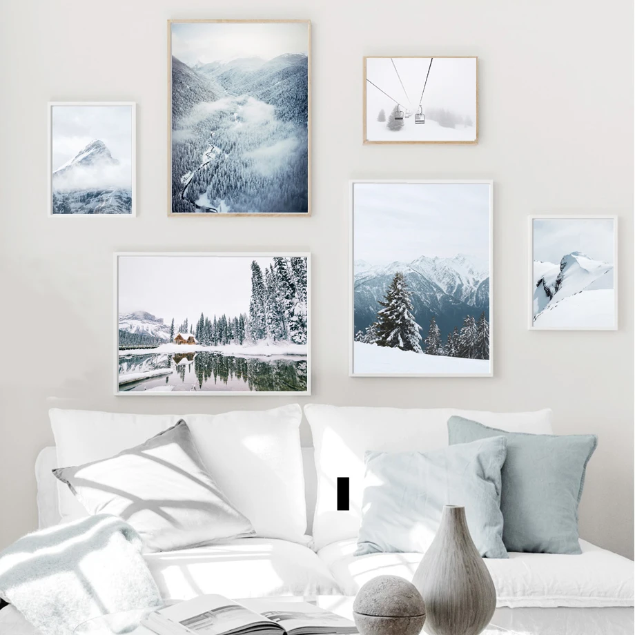 Alps Ice Гора сосна лес пейзаж настенная живопись на холсте скандинавские постеры и