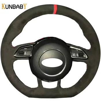 

KUNBABY Car Styling Black Suede Hand-stitched Car Steering Wheel Cover for Audi RS4 RS5 S5 2012-2016 SQ5 S4 2013-2018