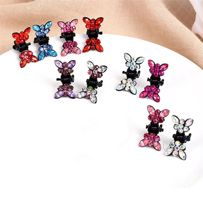 12 Pcs/Set Small Butterfly Shape Crystal Rhinestone Hair Claws Sweet Metal Hair Crab Clip For Women Headwear Hair Accessoires