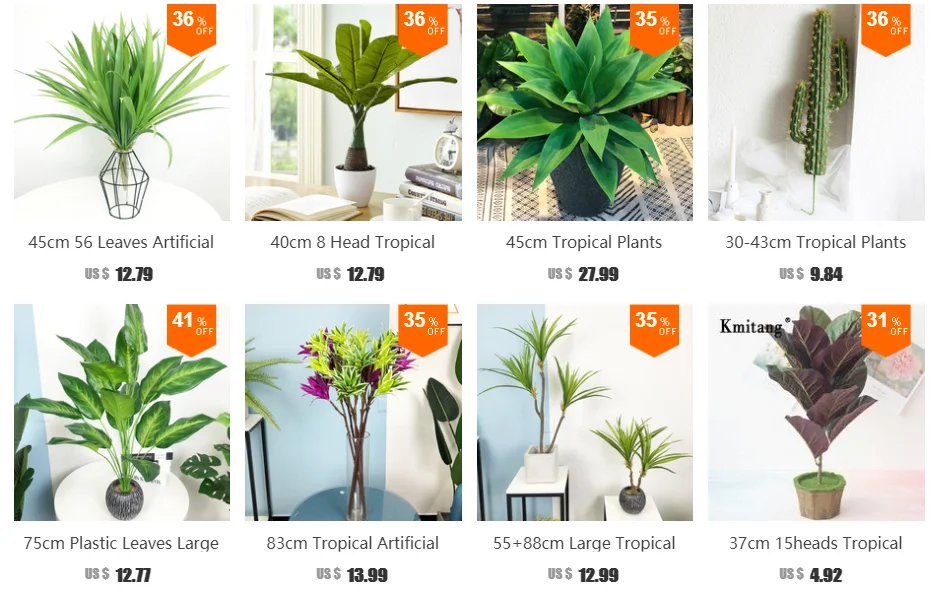 8098cm Tropical Artificial Palm Tree Large Fake Plants Branch Real