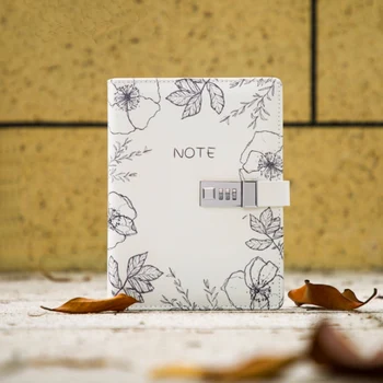 

2020 Creative 120 pages Notebook handbook Diary Cute Flower decoration planner journal Personal Book Student Notebook With Lock