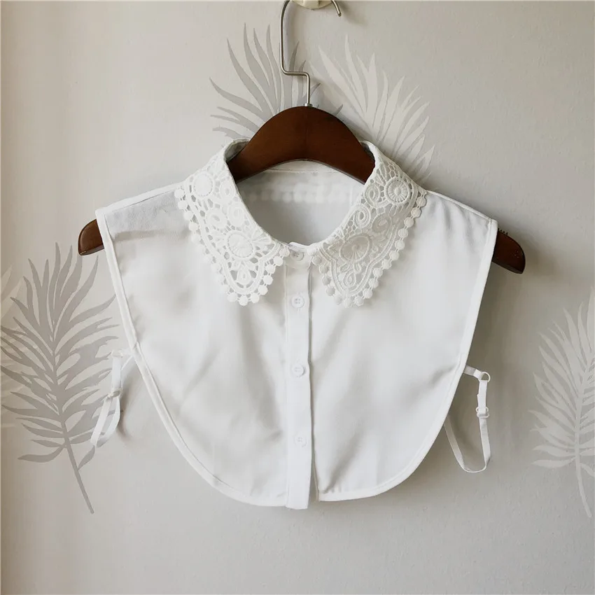 Women fake Collar Женский кардиган, пуговица, свитер, рубашка, Поддельный Воротник, вышивка, выдалбливают кружева, хлопок, ложный съемный воротник, шифоновая блузка, топы - Цвет: Women fake Collar