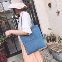 Сумка через плечо Женская Ретро сумка-мессенджер печать Большая емкость сумка джинсовая простая сумка через плечо Ручка сумки сумка для покупок 20H