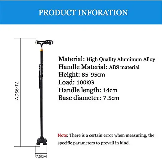 Складная трость со светодиодный подсветкой для ходьбы походов пожилых людей с 4