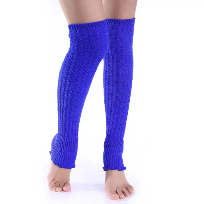 1pair Fashion Leg Warmers Woman Long Stockings Popular Hemp Flowers Knitting Step Foot Winter Warm Stocking JS25