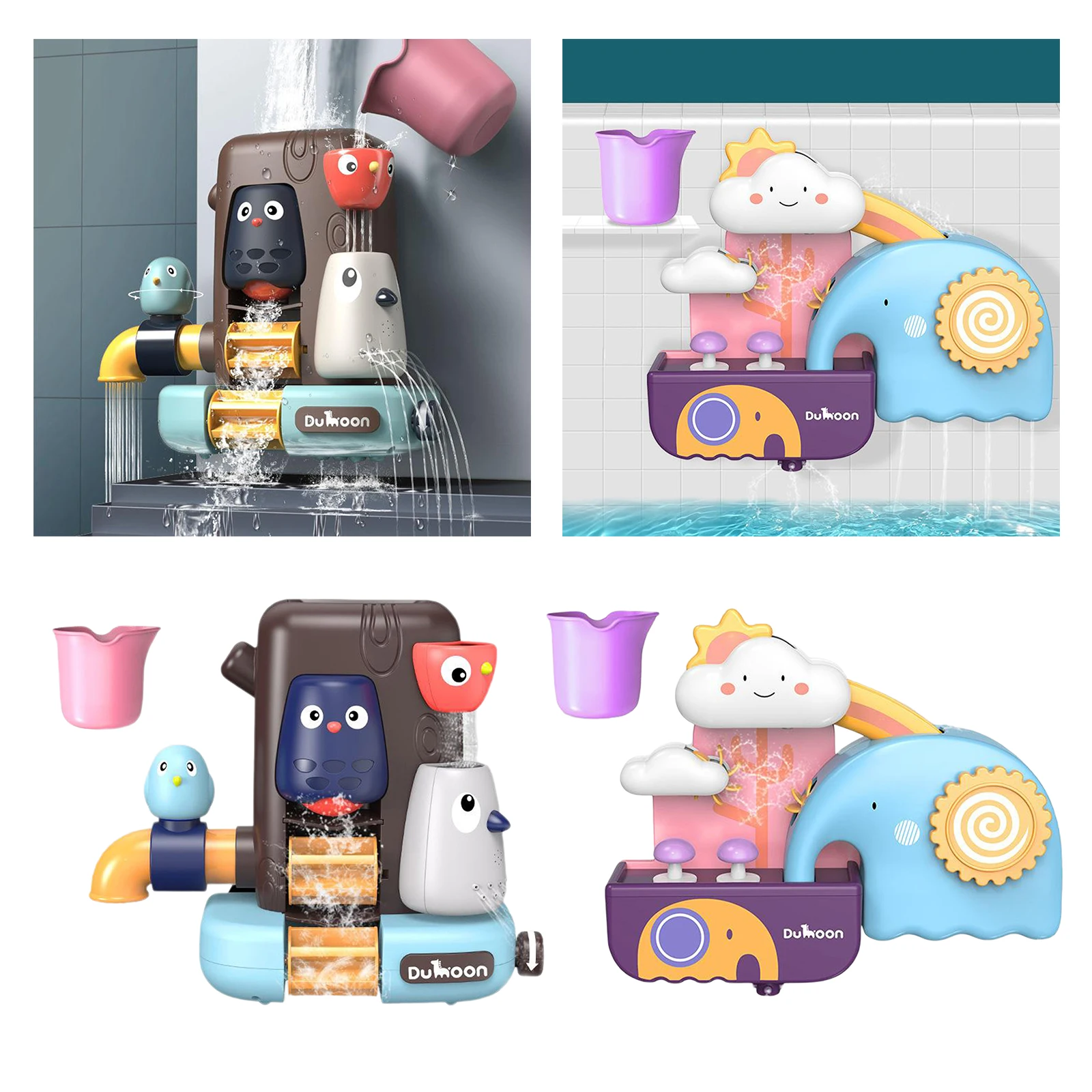 Cartoon 2-4 Year Old Kids Bath Toy Fill Spin and Flow Bathtub Wall Adhesive