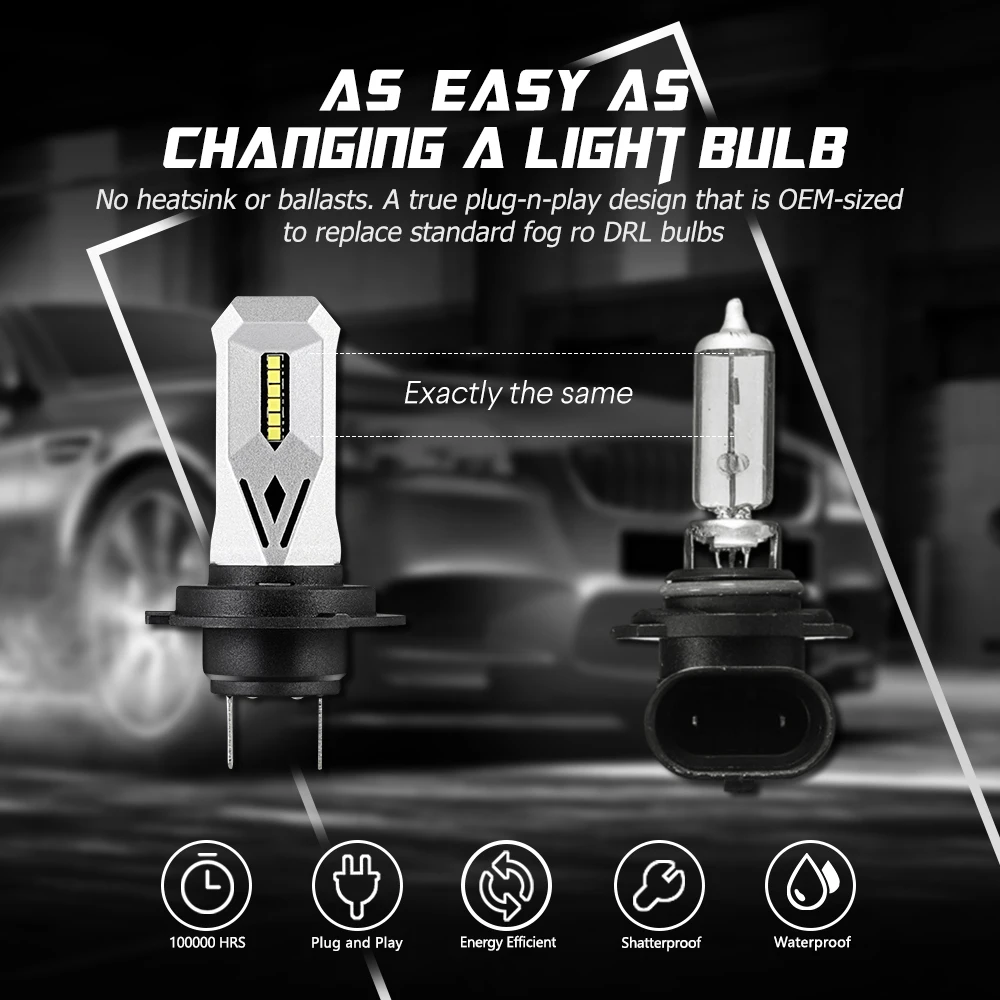 Novsight 2 шт. H7/H11/9005/9006 80 Вт Автомобильный светодиодный противотуманный фонарь сменный комплект для дальнего света