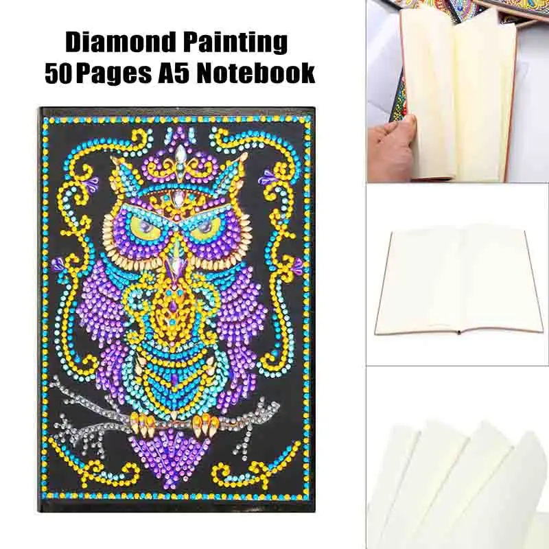 DIY алмаз особенной формы альбом для рисования Дневник Книга 50 страниц A5 тетрадь вышивка Алмазная вышивка крестиком Сова бабочка подарок - Цвет: 50 pages  SS