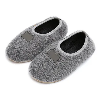 

New Kids Fluff Warm Shoes Boys Girls Indoor Non-slip Floor Peas Loafers Shoes Children's Flats