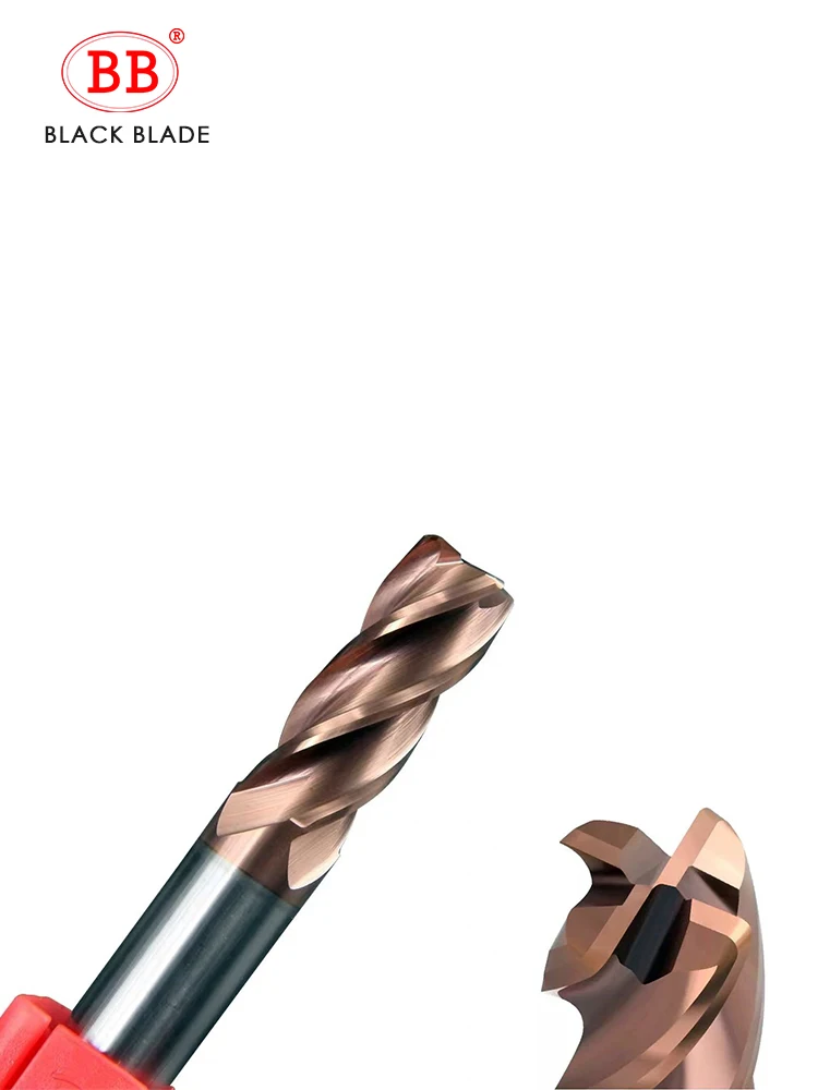 BB Corner Radius End Mills Tungsten Steel 4 Flutes HRC 45 55 65 Deg R0.5 R1