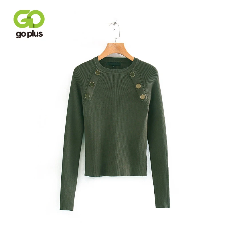 

GOPLUS Women's Sweater Round Neck Buttons Pullover Knitted Jacket Swetry Damskie Jersey Ropa Mujer Pull Femme Nouveaute 2019