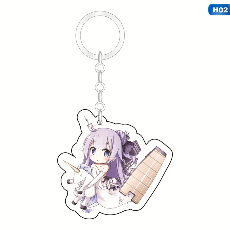KEY5263H02 Kawaii Anime Key Chain Azur Lane Enterprise Prinz Eugen Acrylic Keychain keyring Pendant Anime - Цвет: KEY5263H02
