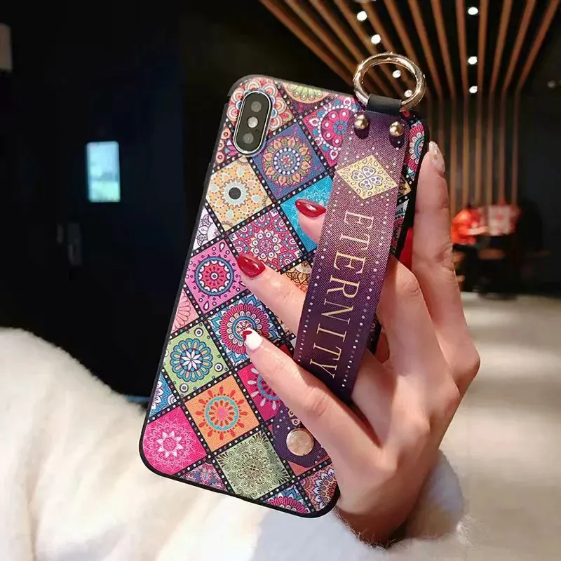Ремешок на запястье Чехол для samsung Galaxy Note 10 pro note 9 8 S8 S9 S10 плюс S10e M20 A10 A20 A30 A40 A50 A60 A70 Цветы Чехол для телефона - Цвет: 5