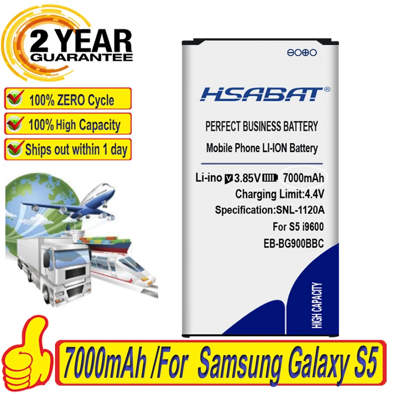 Новый аккумулятор емкостью 7000 мАч для Samsung Galaxy S5 i9600 i9602 i9605 G900F G900T G9008 G9009D G9009W G9006W