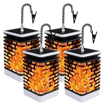 

4 Pack Solar Lantern Lights Dancing Flame Lantern Outdoor Solar Lights Solar Flame Landscape Lights for Garden and Yard