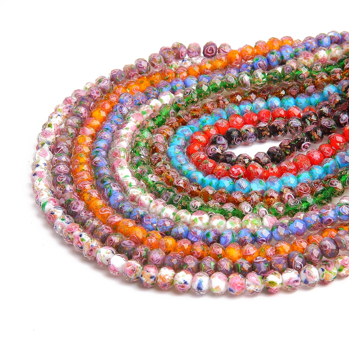 Mode 10mm Murano Blume Rondelle Faceted Perlen Transparent Glas Murano Perlen Für DIY Frauen Schmuck Machen Armband Ohrring – Detail 5