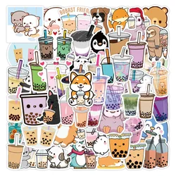 Lot de 10, 30 ou 50 pièces de perles, thé au lait, dessin animé, Animal mignon, Graffiti créatif, autocollants pour ordinateur portable, Skateboard, valise, cadeau, jouet, DIY bricolage, vente en gros 