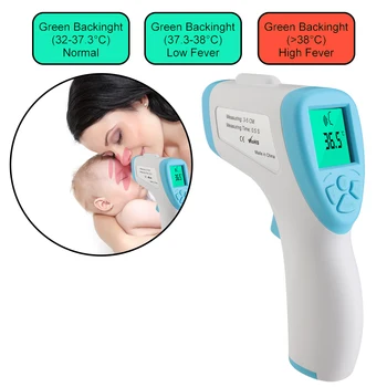 

Home Baby LCD Digital Non-contact IR Infrared Thermometer Forehead Temperature Meter with Battery Pack