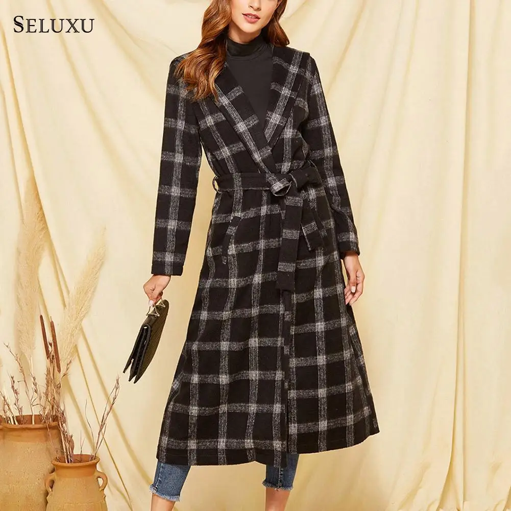Seluxu Осень Зима Женское пальто manteau femme Полосатое Женское пальто abrigo mujer женское длинное пальто женские пальто cappotto donna