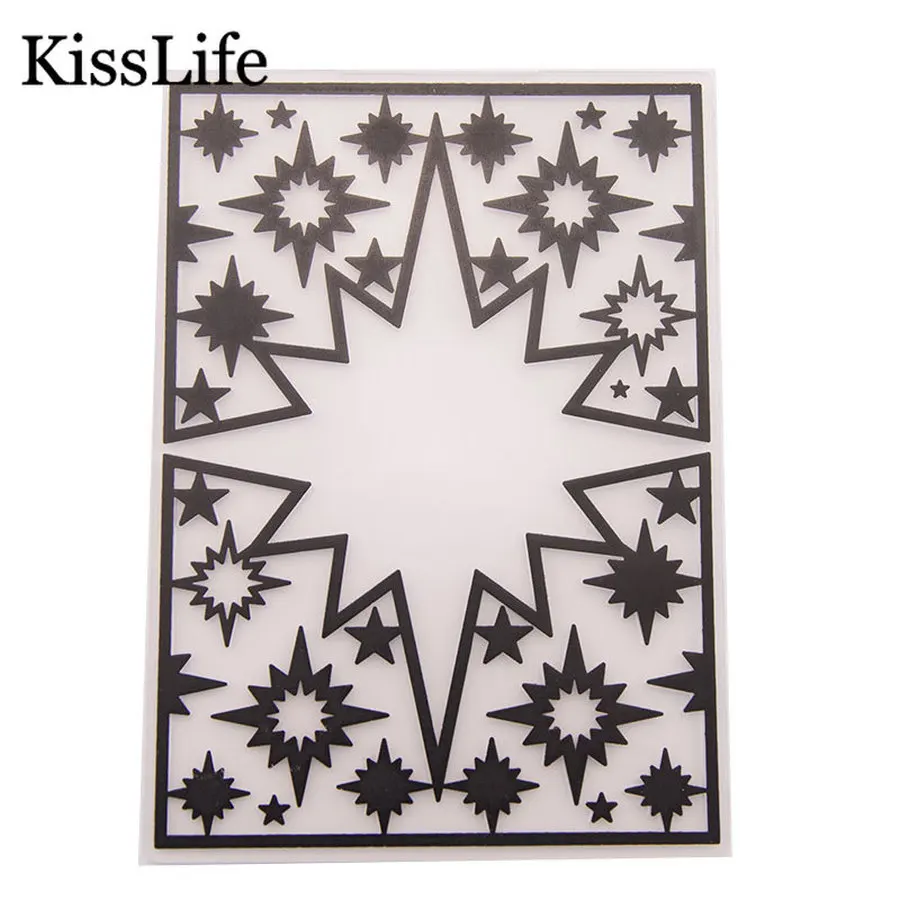 

2019 New 1 Pack Rectangle Frame Electric Spark Star Plastic Embossing Folders for Scrapbooking Card Making Christmas Folders