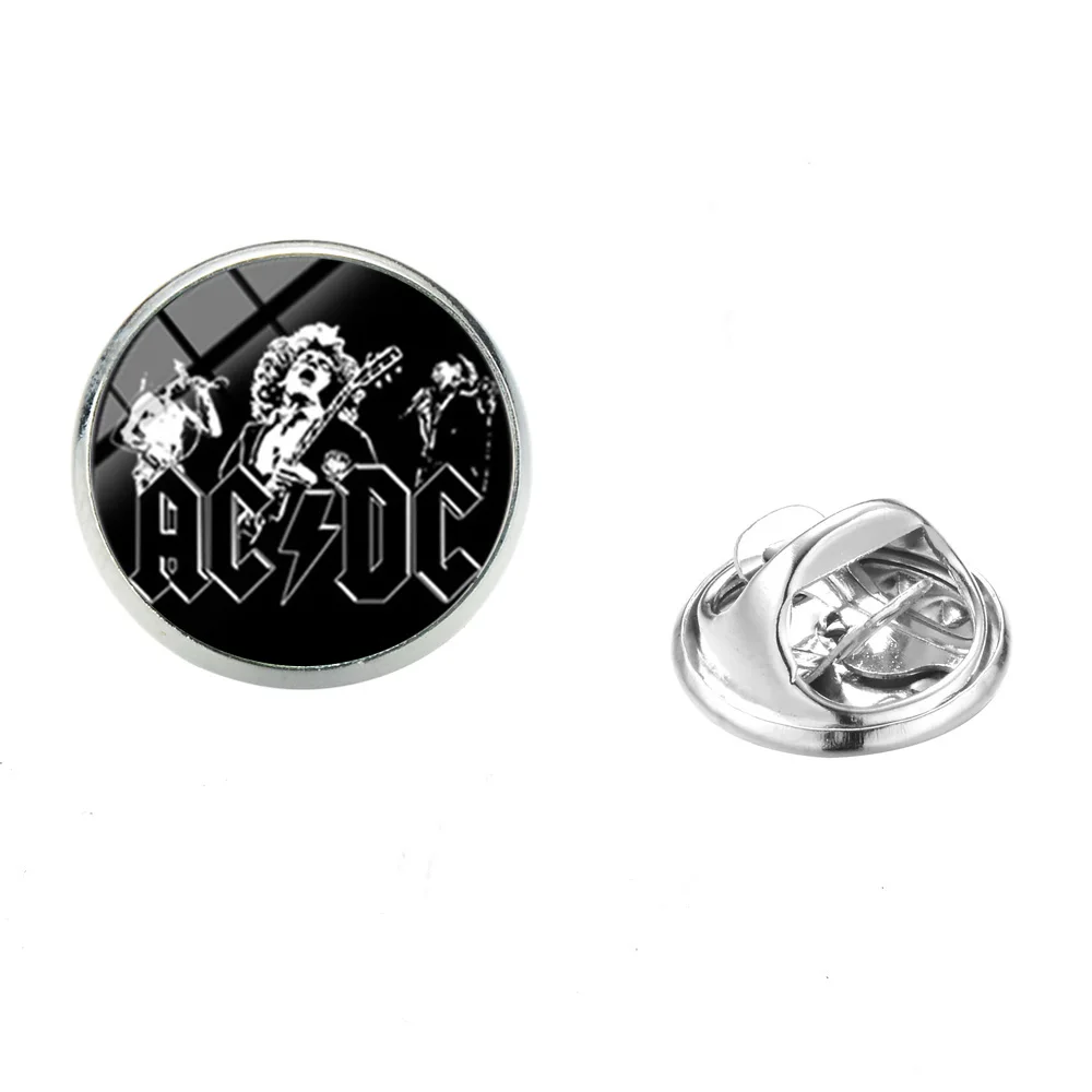 Style 8 SONGDA, новая мода, ACDC, знак, Бабочка, застежка, булавка, поп-рок группа, AC/DC, стекло, круглые броши, Нержавеющая Булавка, модное ювелирное изделие - Окраска металла: Style 8