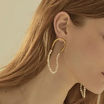 

Luxury Gold Color Geometric Long Pearl Tassel Drop Earrings for Women Girl Exaggeration Statement Pearls Earrings Accessories