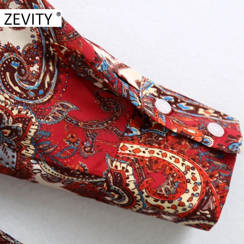 ZEVITY women vintage totem flower print bow tied sashes shirt dress female long sleeve paisley retro vestido chic dresses DS4439