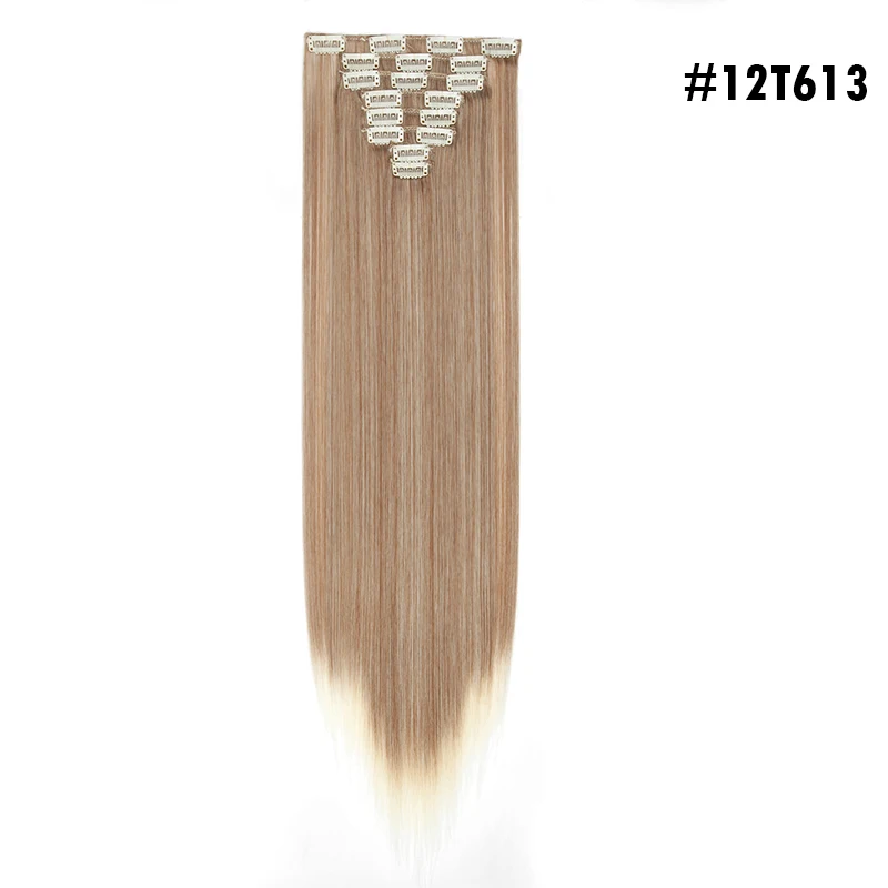 S-noilite 2" 8 шт./компл. шелковистые прямые волосы Наращивание волос Синтетические наращивание натуральных волос для Для женщин длинные натуральные волосы на заколках для наращивания, волосы на заколках - Цвет: 12T613