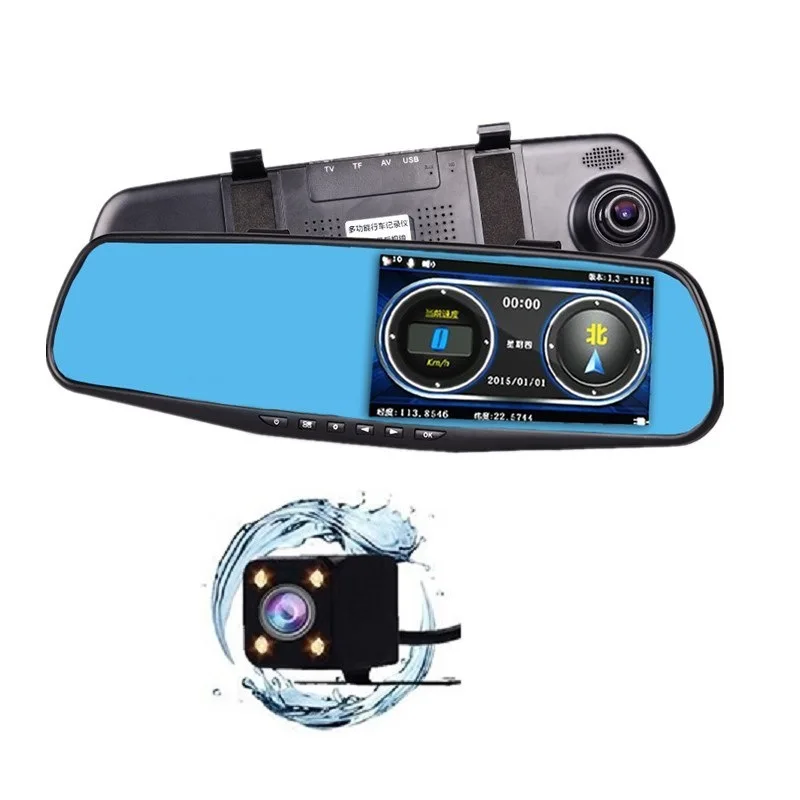 

Cross Border Supply of Goods Rear View Mirror Electronic Dog Tachograph Front And Back Dual Record Reverse Image Dual Lens High-