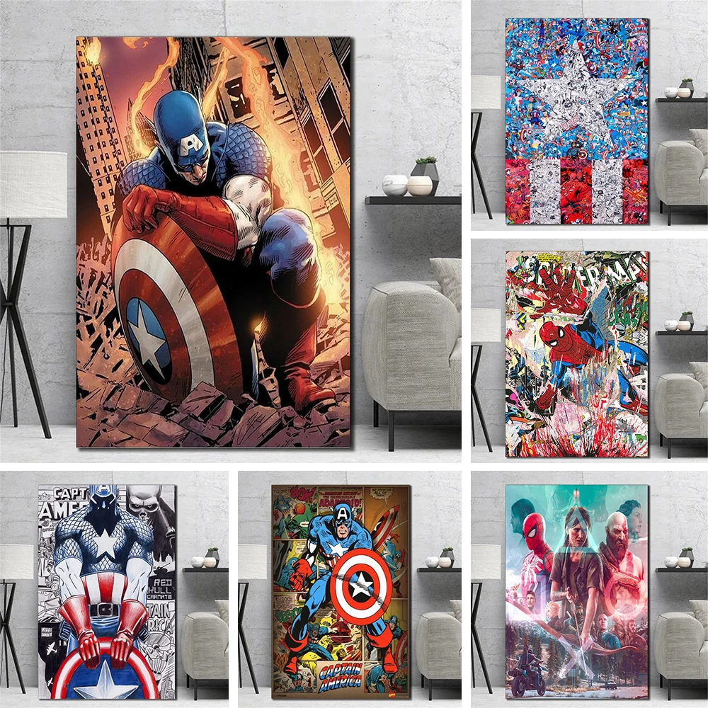 Постер Фильма Marvel Супергерои Мстители Железный человек Капитан Америка HD Печать