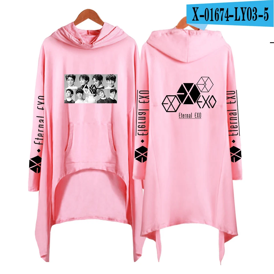 EXO Ablum Ulzzang толстовки Толстовка модная богемная Толстовка Женская длинная и свободная Женская Harajuku толстовки для девочек пуловеры - Цвет: pink