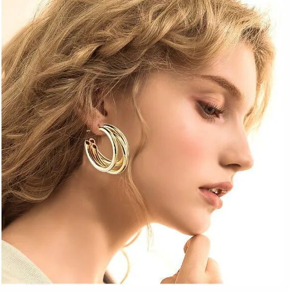

Geometric Circles Earrings for Women Fashion Trendy Charms Statement Elegant Hoop Earring Jewelry Gift for Girls