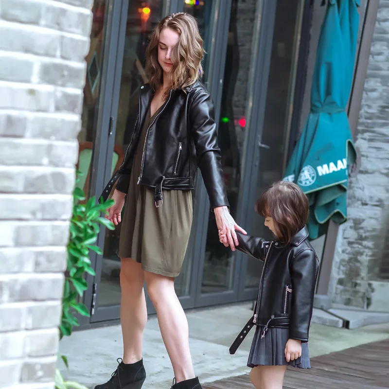 Autumn and winter new children's clothing boy's and girls neutral leather jacket locomotive family-in-one