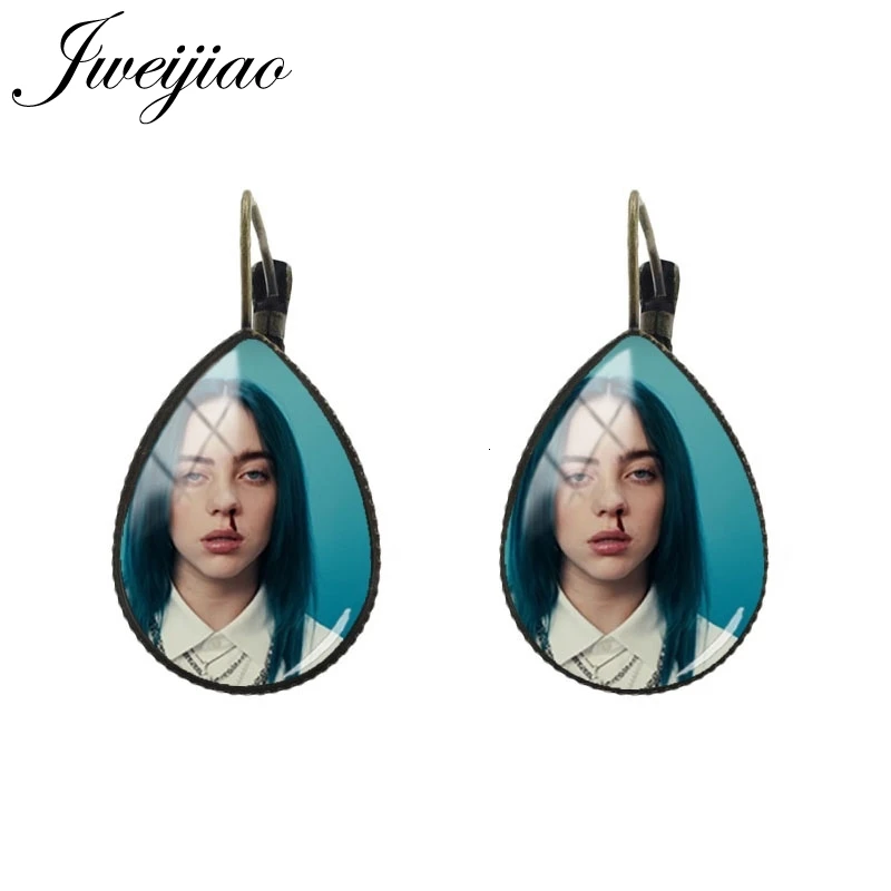 JWEIJIAO Billie Eilish, серьги, слеза, капля воды, серьги на клипсах для ушей, персональное лицо, угрюмое лицо, стиль хип-хоп, подарок для фанатов, горячая распродажа, Kolye HB10