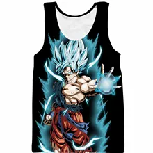 Стиль Повседневный жилет мужской Жемчуг дракона Saiyan люди синий бог Печатный спортивный жилет пересекающиеся границы мужская одежда оптом
