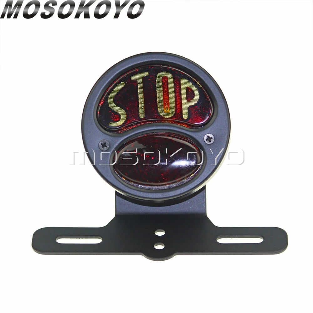 Кафе Racer Стиль мотоциклы Стоп задний фонарь 12 В тормозные задние фонари универсальный для Chopper Cruisers номерной знак кронштейн лампы