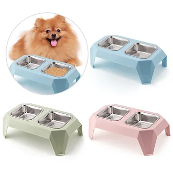 

Dual-purpose Pet Feeding Bowl with Elevated Rack Stainless Steel Dog Food Water Bowl Puppy Cat Eating Drinking Dish Pet Feeder