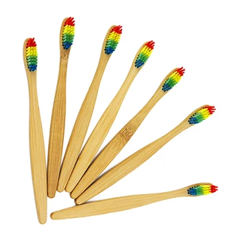 

2pcs Natural Bamboo Toothbrush Soft Bristle Tooth brush Small Brush Head Wood Handle Rainbow Brush Teeth Whitening Oral Hygiene
