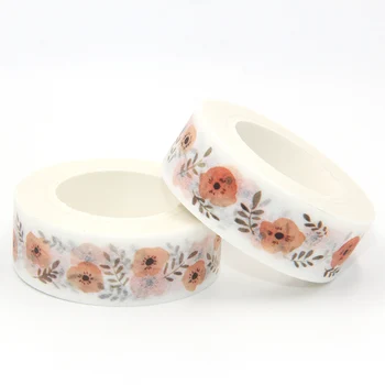 

1 pcs 15mmx10m Printing Washi Tape Flower Japanese Kawaii Scrapbooking Tools Masking Tape Diy Decorative Tapes