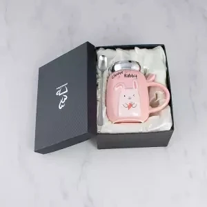Чашка керамическая с Ложка Крышка кружка чашка для кофе и молока парные чашки креативные кофейные кружки креативная чайная кружка рождественские Кружки Кофейные кружки - Цвет: 420ML gift box