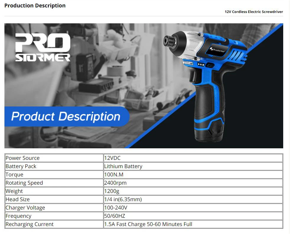 PROSTORMER 100 нм электрическая отвертка 12 В аккумуляторная дрель литиевая батарея аккумуляторная Шестигранная аккумуляторная отвертка винт