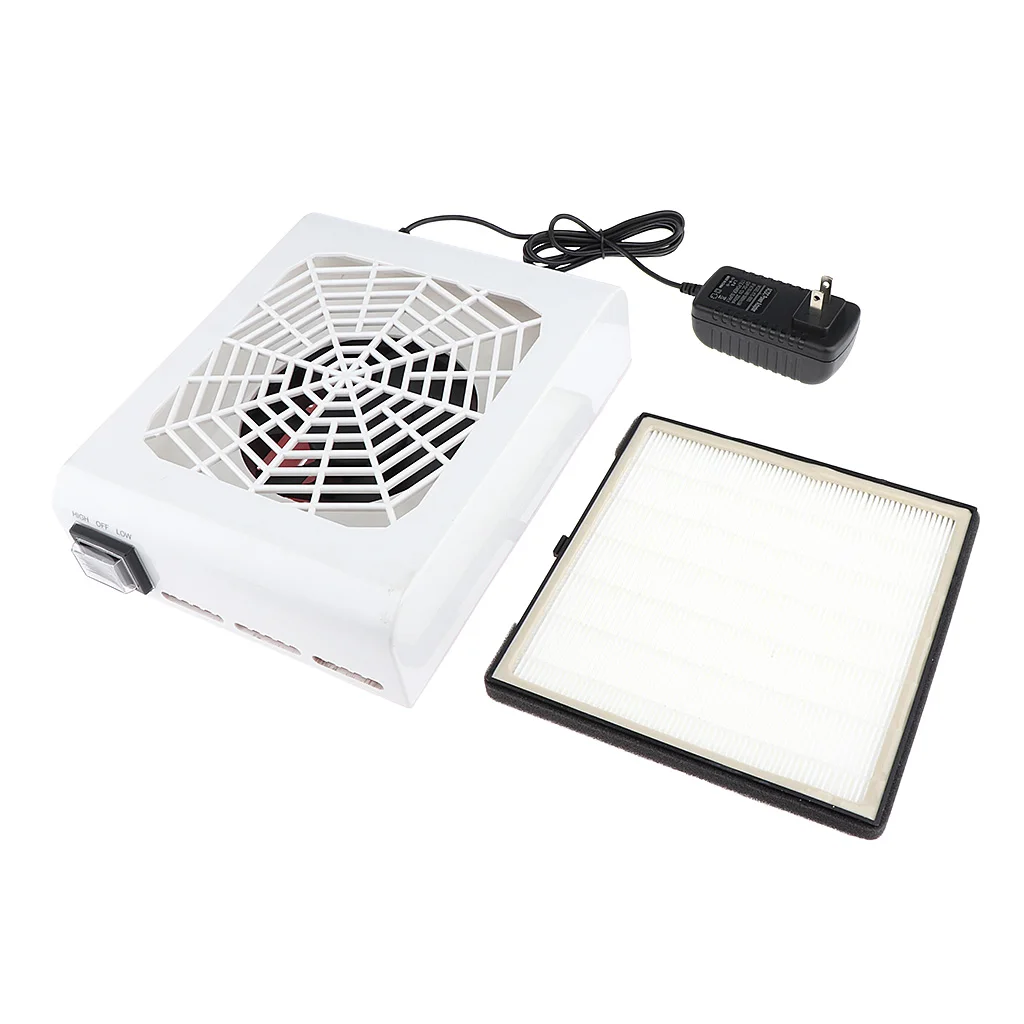 Durable Nail Dust Suction Collector Nail Grinding Polishing Dust Suction Extractor with No-spilling Filter 48W Strong Power