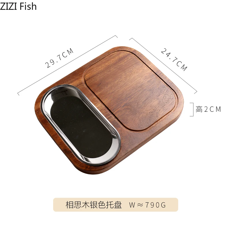 Solid Wood Dinner Plate Steak Fruit Dessert Dinner Plate Chopping Board Japanese-style Household Kitchen Supplies