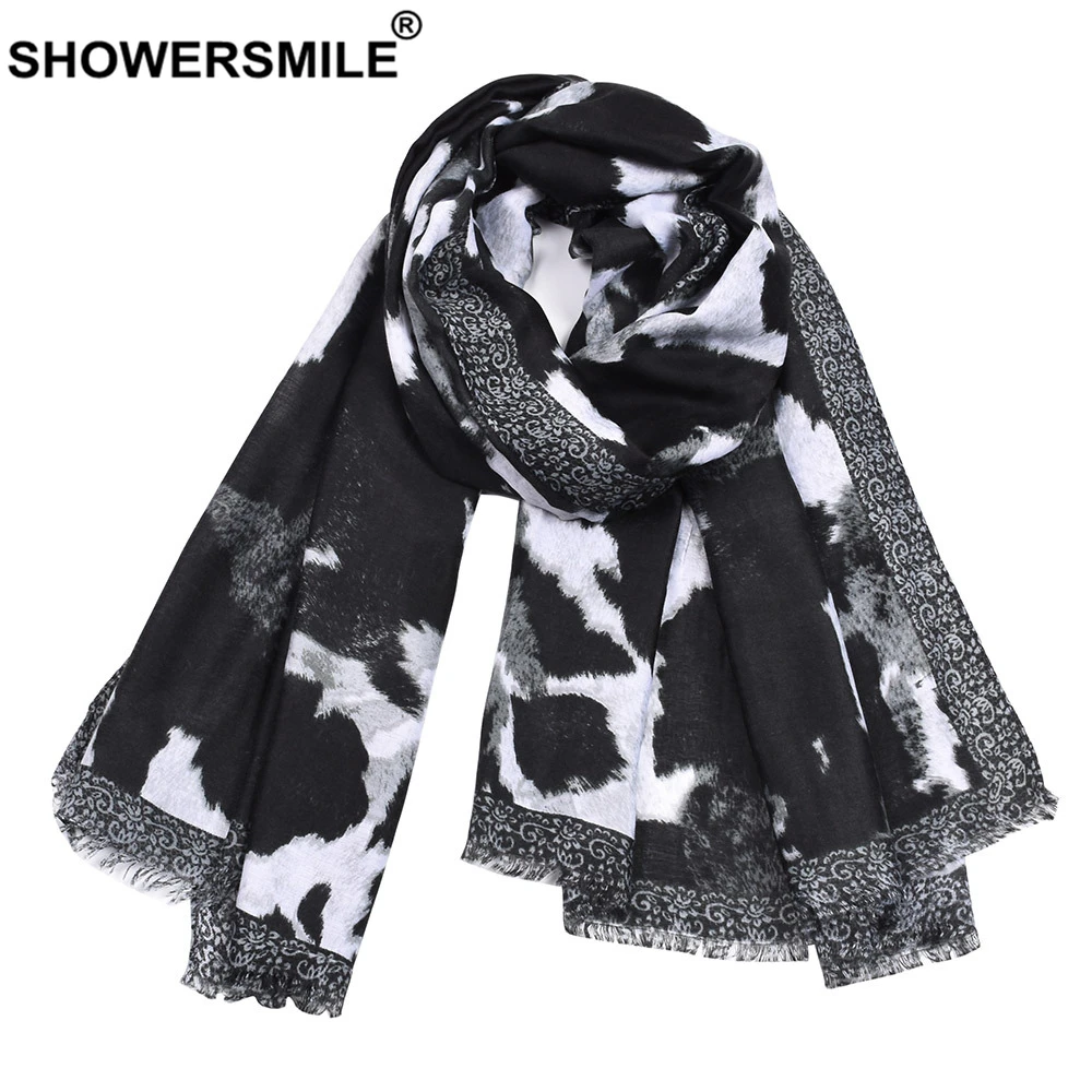 SHOWERSMILE Леопардовый шарф женские хлопковые льняные шарфы для женщин синие красные