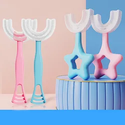 Cepillo de dientes en forma de U para niños, limpieza de dientes suave para bebés, cuidado de la salud Oral