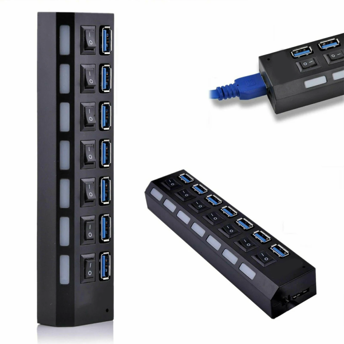 SOONHUA 7 Ports USB Hub 5Gps USB 3.0 Hubs With USB 3.0 Cable And Independent Switch USB Hub