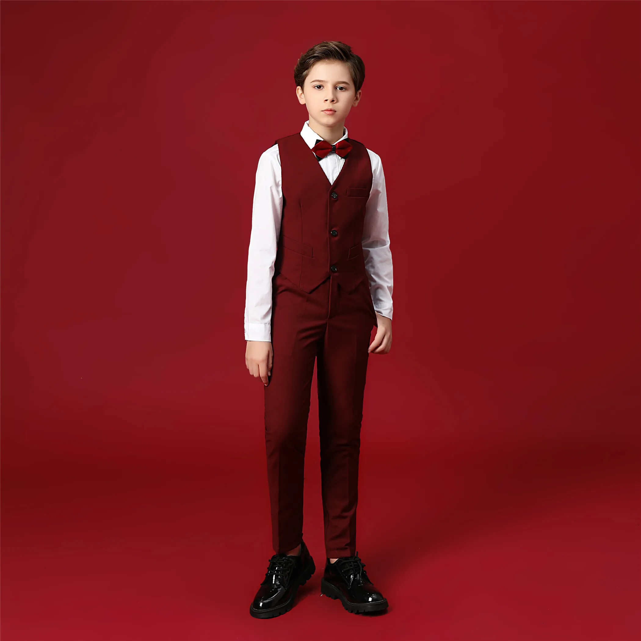 4PCS-01Red YuanLu костюмы для мальчиков торжественные костюмы для свадьбы из 4 предметов, платье для малышей, одежда для мальчиков(2-14 лет - Цвет: 4PCS-01Red